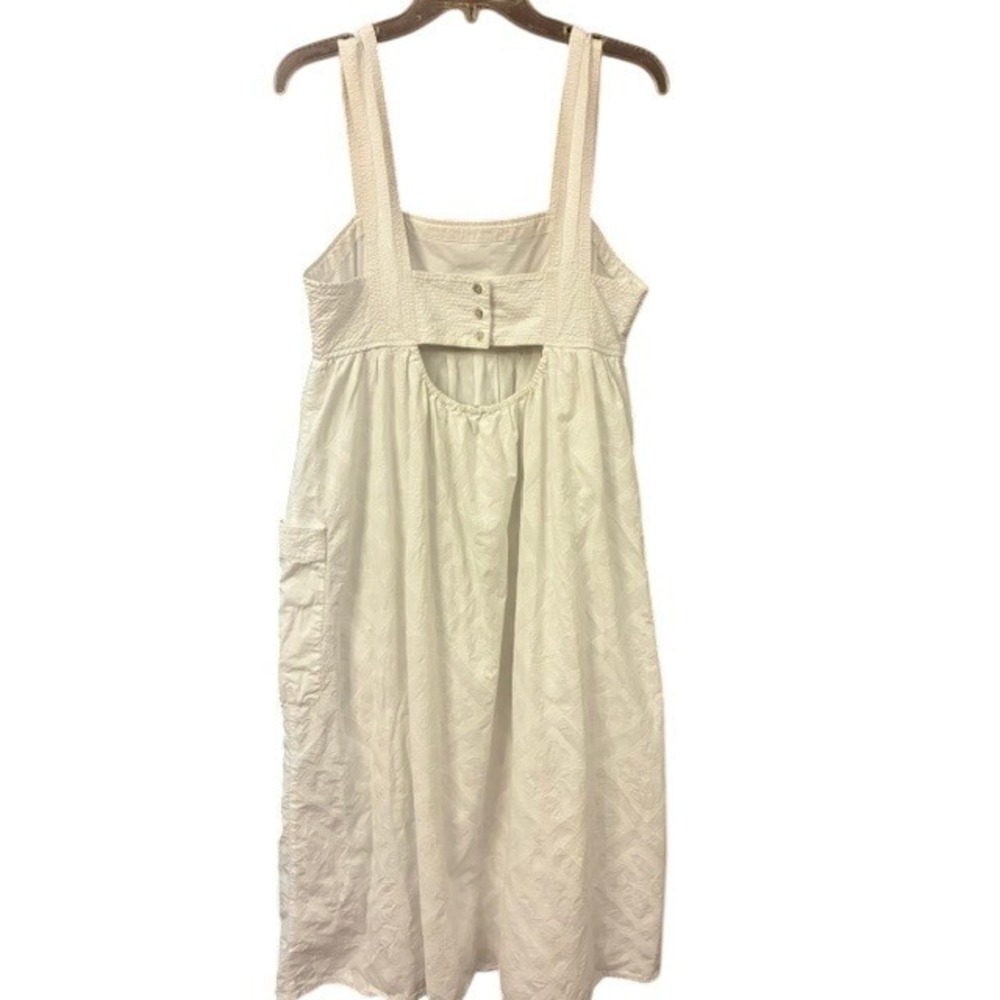 Madewell Eyelet Midi Dress Womens 12 White Excellent Seersucker Back Cutout - Picture 9 of 11